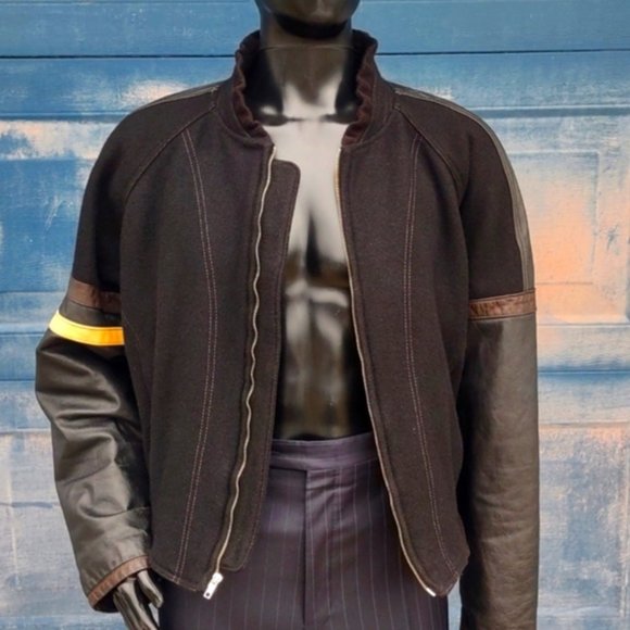 Modern Head Ware Limited Men's Pure Leather/Wool Blend Moto Jacket (Canada) - Picture 3 of 17